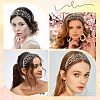 Brass ABS Plastic Pearl Beaded Elastic Headband OHAR-WH20008-02S-5