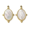 Oval 304 Stainless Steel Natural Paua Shell/White Shell Pendants Ion Plating(IP) STAS-U037-08G-01-1