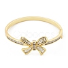 Brass Micro Pave Clear Cubic Zirconia Hinged Bangles for Women BJEW-K274-04G-4