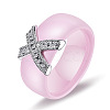 Cross Brass Micro Pave Clear Cubic Zirconia with Porcelain Finger Rings FS-WG0A171-17-1