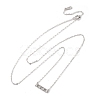 925 Sterling Silver Micro Pave Clear Cubic Zirconia Rectangle Pendant Necklaces for Women NJEW-D316-02P-4
