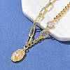 Brass Micro Pave Clear Cubic Zirconia Charm Bracelets BJEW-U020-05G-2