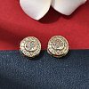 Flat Round Brass Micro Pave Clear Cubic Zirconia Stud Earrings EJEW-H180-13G-2