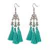 Polyester Tassel with Glass Beaded Chandelier Earrings EJEW-TA00183-01-1