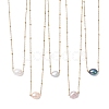 Natural Cultured Freshwater Pearl Potato Pendant 304 Stainless Steel Satellite Chain Necklaces for Women NJEW-JN05770-2