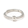 Clear Cubic Zirconia Initial Letter Adjustable Ring RJEW-C052-01P-R-2