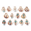 14Pcs 14 Styles Natural Scallop Shell Beads with Glass Jar Glass Bottles Stone Pendants PALLOY-JF03564-1