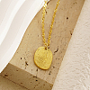 304 Stainless Steel Textured Oval Pendant Necklaces QQ8734-1-2