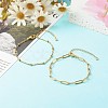 304 Stainless Steel Paperclip & Satellite Chains Bracelet Set BJEW-JB06523-2
