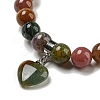 8.5mm Round Natural Indian Agate  Beaded Stretch Bracelets BJEW-C074-01O-3