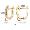 Brass Micro Pave Clear Cubic Zirconia Hoop Earring Findings ZIRC-YW0001-08G-3
