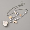 Alloy & Natural Shell Pendant Necklaces NJEW-WH0001-37P-1