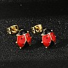 Brass Enamel Stud Earrings for Women EJEW-A126-04G-5