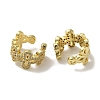 Rack Plating Brass Micro Pave Clear Cubic Zirconia Flower Cuff Earrings for Women EJEW-P280-01G-2