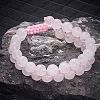 Natural  Rose Quartz Braided Bead Bracelet BJEW-SW00001-08-4