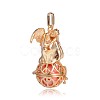 Golden Plated Brass Hollow Round Cage Pendants KK-J249-06G-2