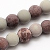 Natural Dendritic Jasper Frosted Round Beads Strands G-O039-02-6mm-1