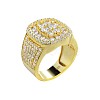 Square Alloy with Crystal Rhinestone Finger Rings FS-WG4A2D8-38-1
