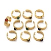 316 Stainless Steel with Natural Mixed Gemstone Cuff Rings RJEW-Z098-01G-15-4