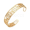 Lotus 304 Stainless Steel Open Cuff Bangle for Woman BJEW-M112-01G-1