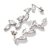 Leaf Brass Micro Pave Clear Cubic Zirconia Dangle Stud Earrings EJEW-F348-02P-2