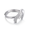 Anti-Tarnish Adjustable Rhodium Plated 925 Sterling Silver Finger Design Ring Mounts Fittings with Pearl Seat STER-F048-23P-2