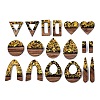 18Pcs 9 Styles Opaque Resin & Walnut Wood Pendants RESI-N053-03-1