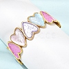 304 Stainless Steel Enamel Heart Open Cuff Bangles for Women SA-CBA4992-01A-G-3
