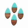 Transparent Resin & Walnut Wood Pendants RESI-N025-032-C04-2