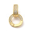 Rack Plating Brass Micro Pave Clear Cubic Zirconia Fold Over Clasps KK-Q772-03G-1