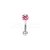 316 Surgical Stainless Steel Flat Round Cubic Zirconia Eyebrow Curved Barbell Rings WG43657-07-1