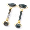 Natural Moss Agate Brass Face Massager MRMJ-G009-30G-1