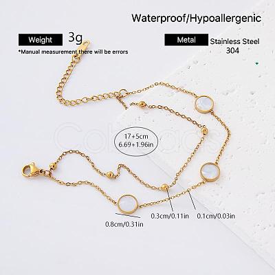 304 Stainless Steel Natural White Shell Link 2-Strand Bracelets for Women YA2054-5-1