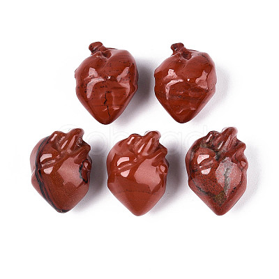 Natural Red Jasper Heart Beads G-T144-04C-1