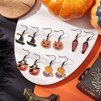 Halloween Alloy Enamel Dangle Earrings EJEW-JE06063-1