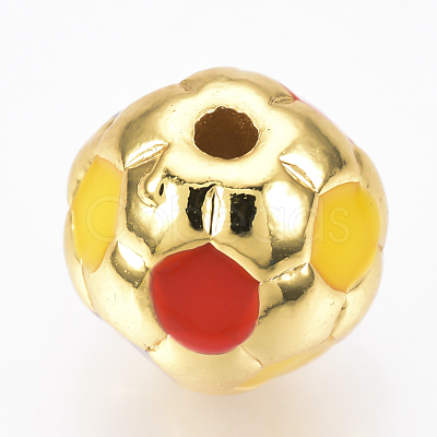 Brass Enamel Beads KK-Q738-10mm-01G-1