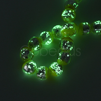 Luminous Handmade Lampwork Silver Foil Beads Strand FOIL-N029-03B-1