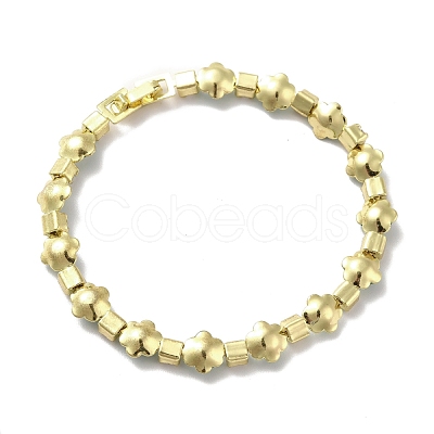 Rack Plating Iron Clover & Square Link Chains Bracelet BJEW-I300-08G-1