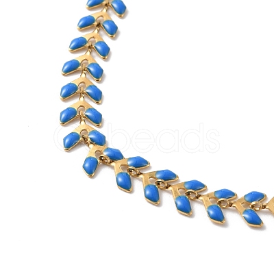 Enamel Ear of Wheat Link Chain Necklace NJEW-P220-02G-06-1