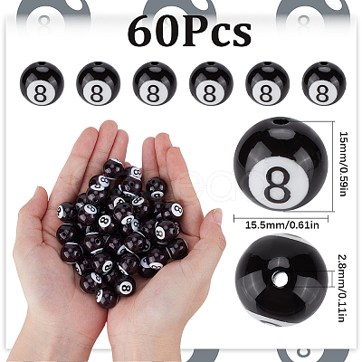 60pcs Opaque Acrylic Beads OACR-SP0001-12-1