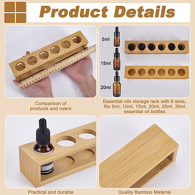 6-Slot Assembled Banboo Essential Oil Bottle Display Holder ODIS-WH0078-03-1