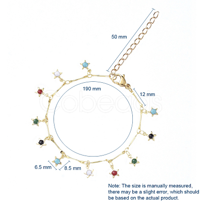Star Brass Enamel Charm Bracelets X-BJEW-JB05221-02-1