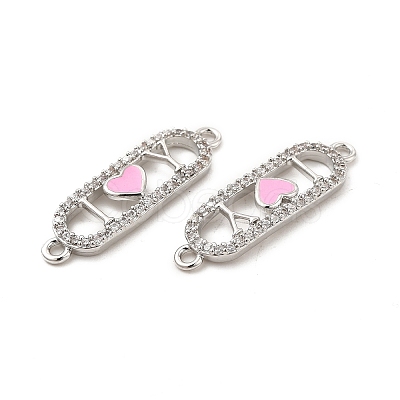 Brass Micro Pave Clear Cubic Zirconia Connector Charms KK-E068-VB403-1-1