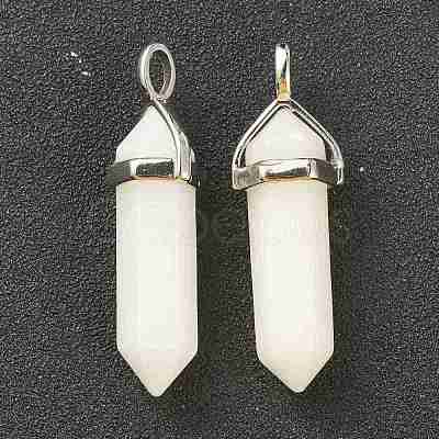 Natural White Jade Pointed Pendants G-M378-01P-A12-1