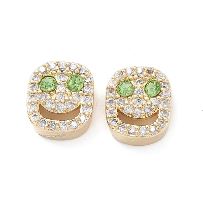Brass Micro Pave Cubic Zirconia Beads KK-M241-01J-1