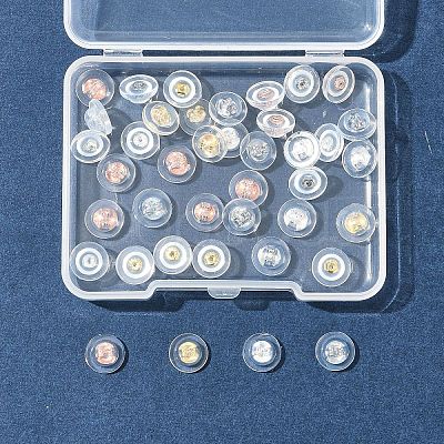 40Pcs 4 Colors Long-Lasting Plated Brass Silicone Ear Nuts KK-FS0001-49-1