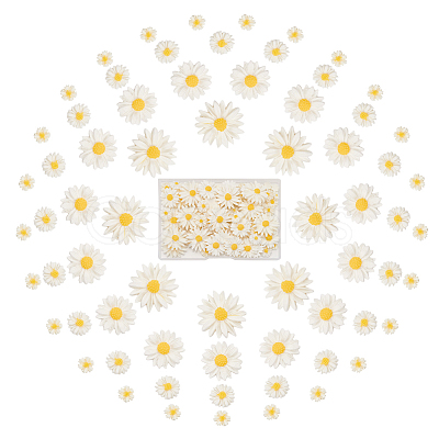 100Pcs 4 Styles Flatback Hair & Costume Accessories Ornaments Resin Flower Daisy Cabochons CRES-NB0001-37B-1