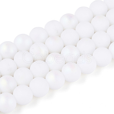 Frosted Opaque Glass Beads Strands GLAA-T032-P8mm-MBB02-1