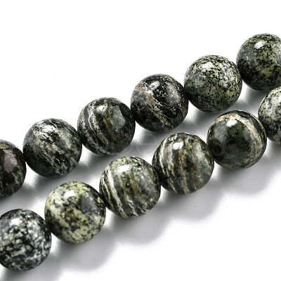 Natural Green Zebra Jasper Beads Strands G-O199-05C-1