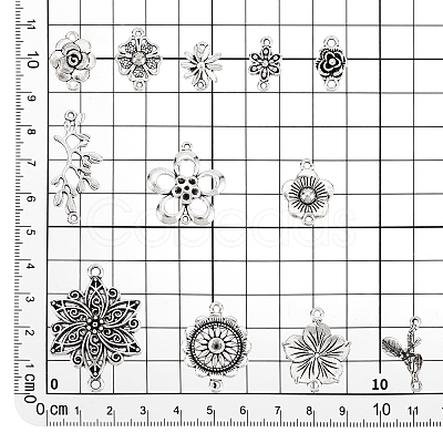 120Pcs 12 Styles Tibetan Style Zinc Alloy Connector Charms FIND-PH0005-74-1